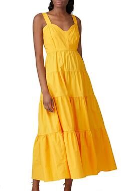 Color Me Courtney Mustard Tiered Ruffle Maxi Dress SIZE 2 Cottage Sundress $400